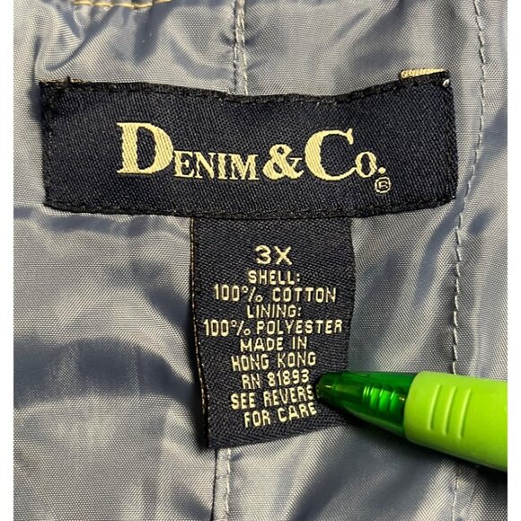 Vintage Denim & Co. women’s Hooded Zip Up Jacket Blue Wash denim plus 3X Casual - Picture 3 of 13